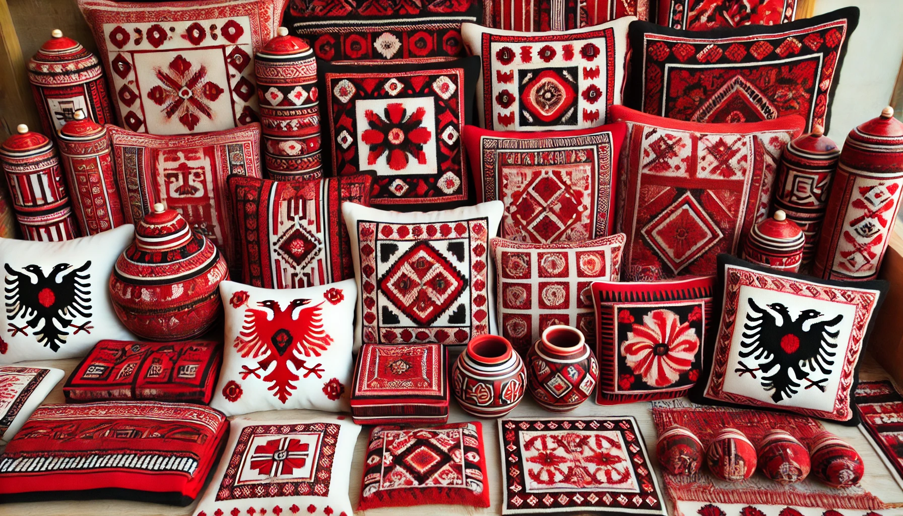 Items with Albanian Red Motifs