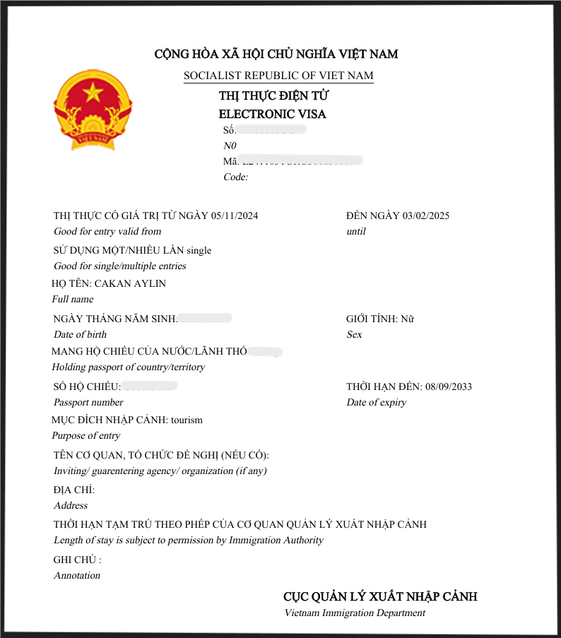 Vietnam E-VİZE