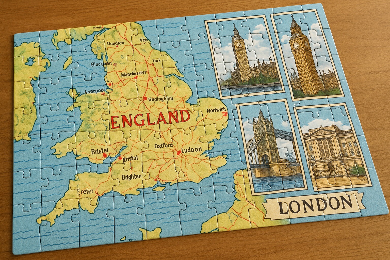 İngiltere Haritası veya Londra Temalı Yapbozlar