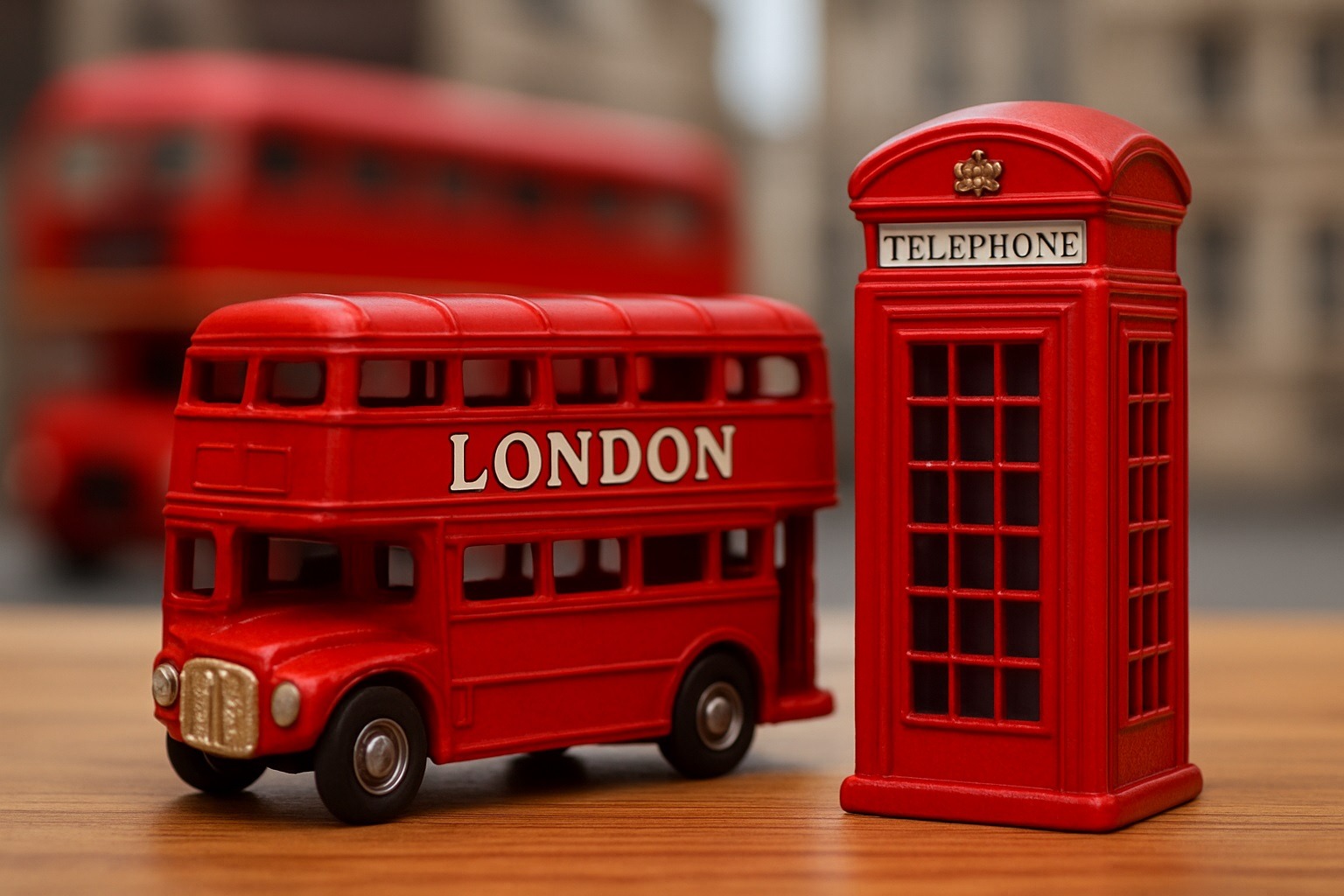 Londra otobüsü ve kırmızı telefon kulübesi