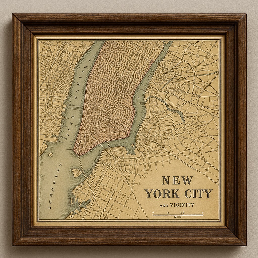 Vintage tarzda NYC haritaları