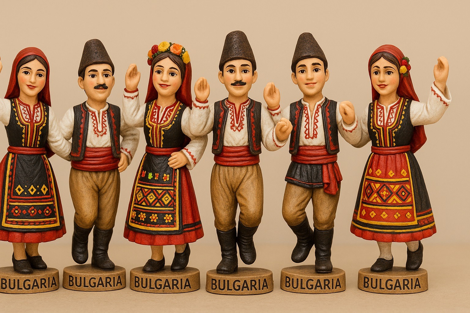 Yerel halk dansı figürlü magnetler ve biblolar
