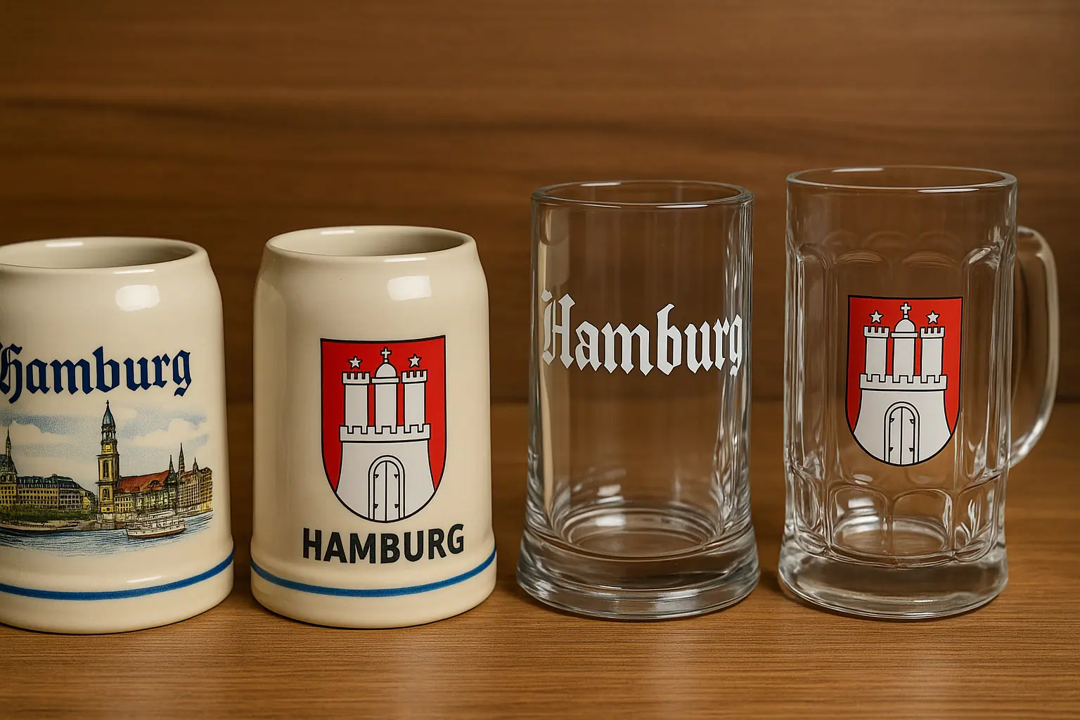 Hamburg temalı bira kupaları