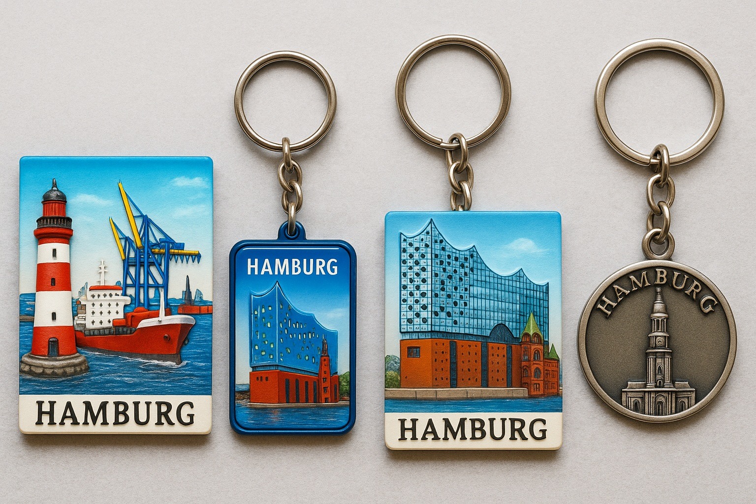 Hamburg temalı magnet ve anahtarlıklar