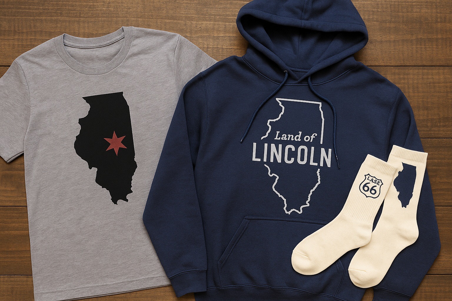 Illinois haritasıyla tasarlanmış kıyafetler
