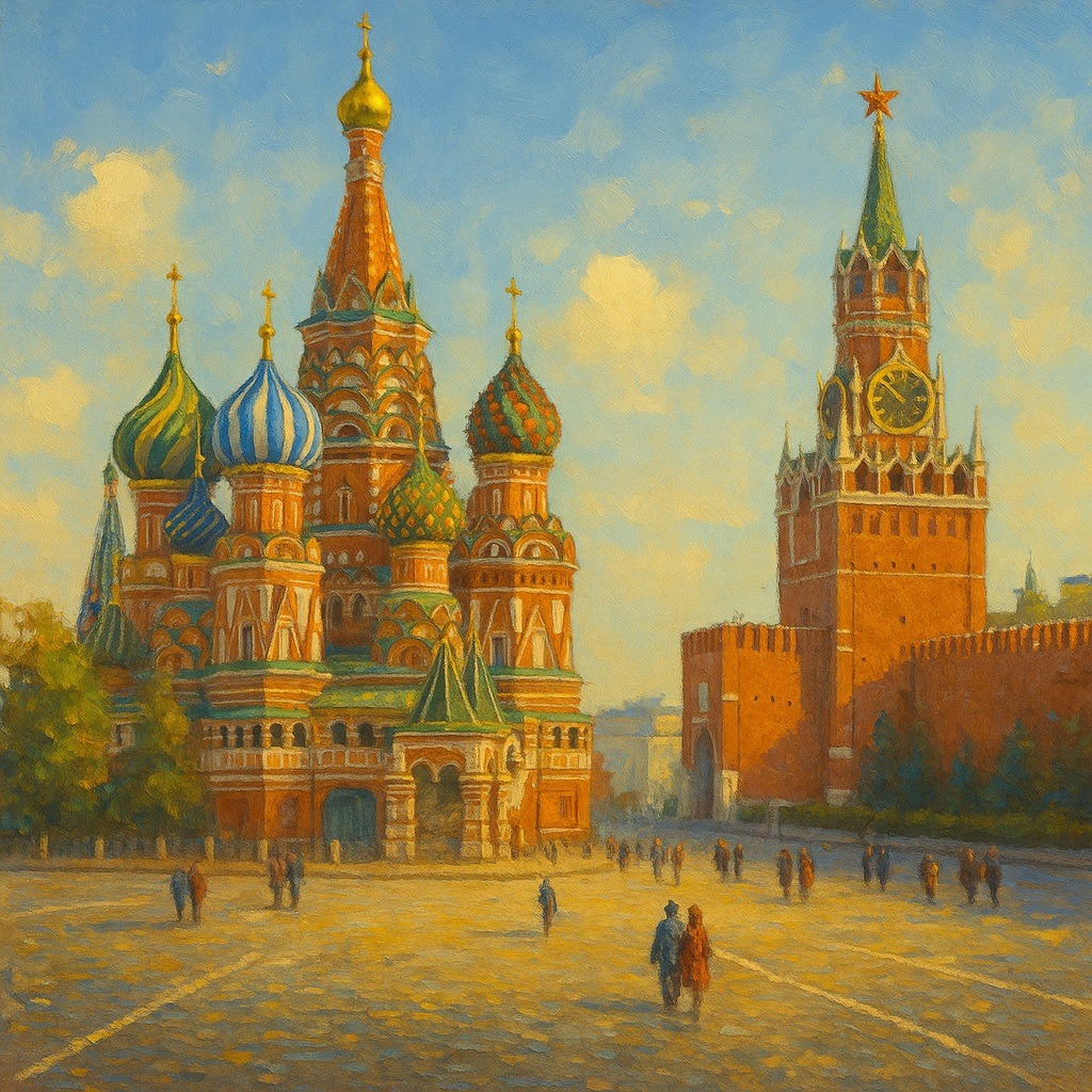 Kızıl Meydan ve Kremlin temalı tablolar