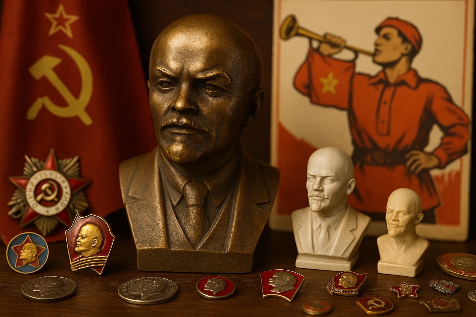 Lenin ve Sovyet temalı objeler