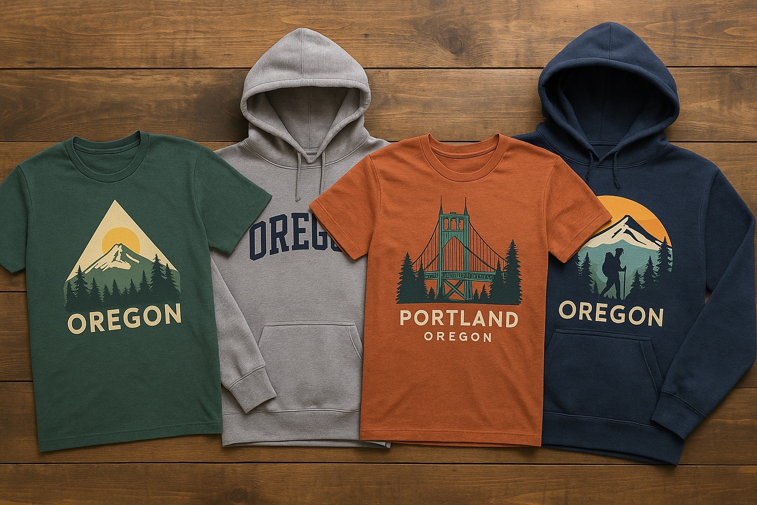 Oregon temalı tişört ve kapüşonlular