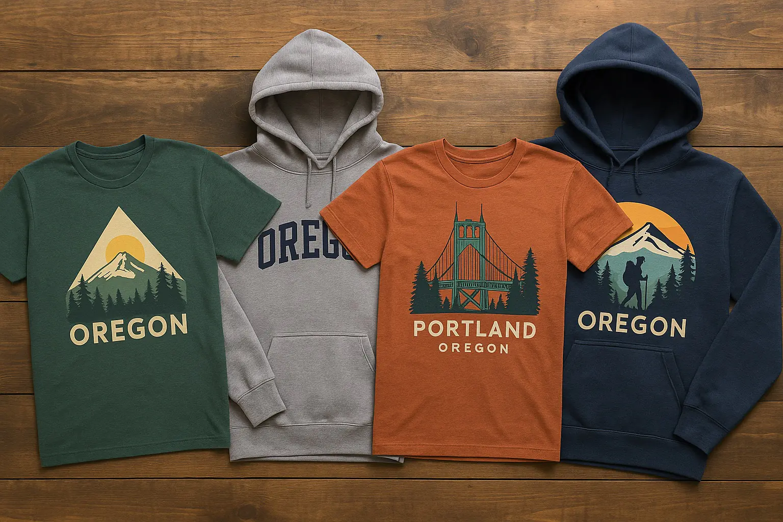 Oregon temalı tişört ve kapüşonlular
