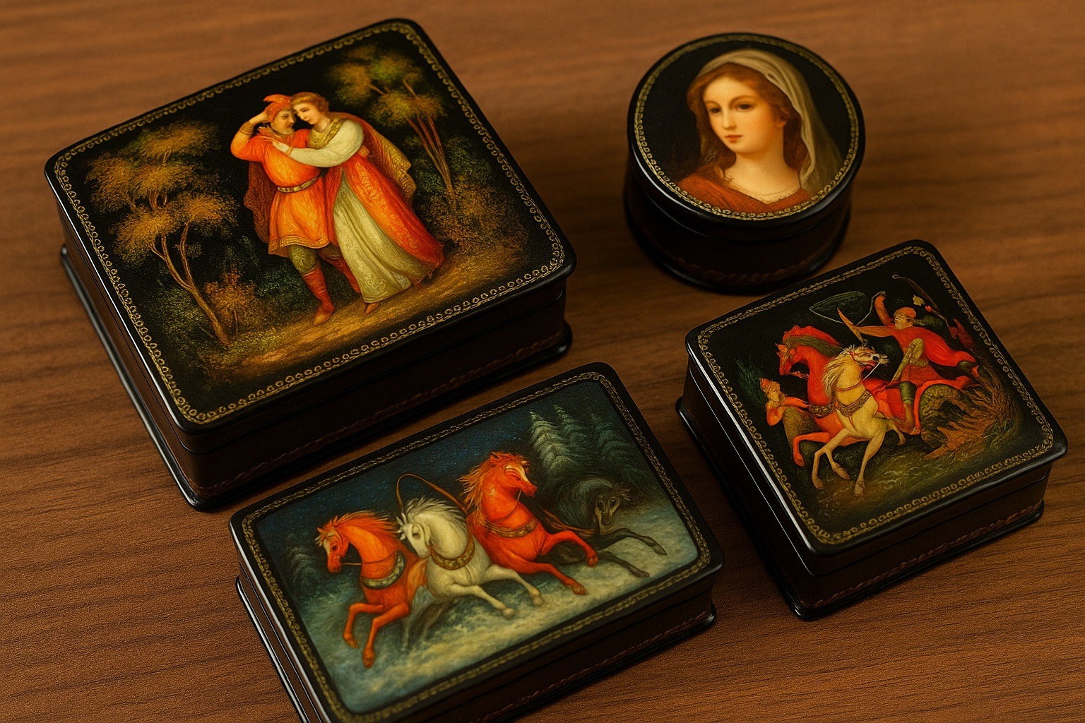 Palekh ve Fedoskino kutuları