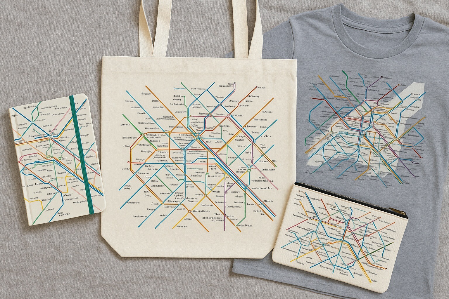 Paris metro haritası temalı ürünler