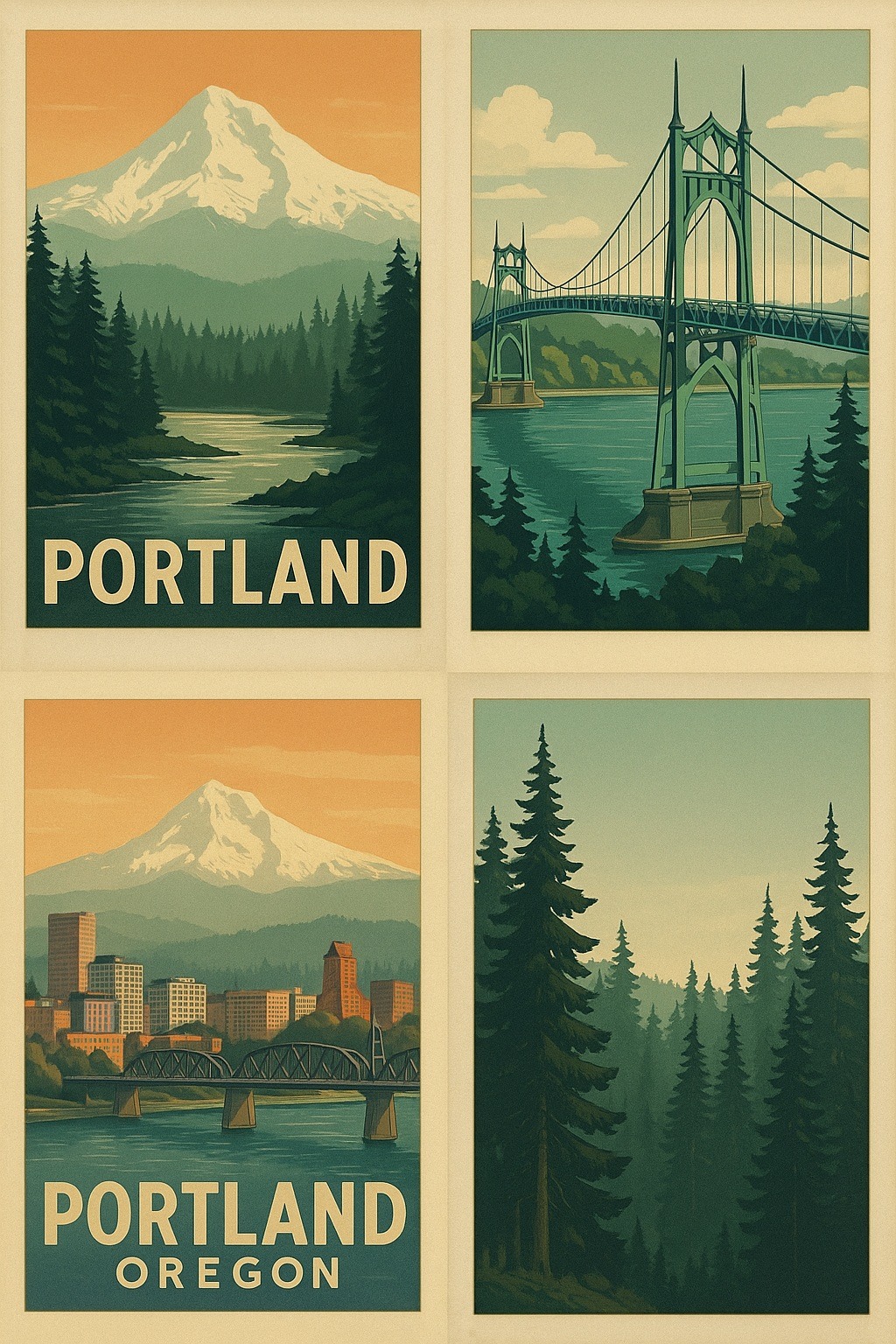 Portland temalı sanat baskıları ve kartpostallar