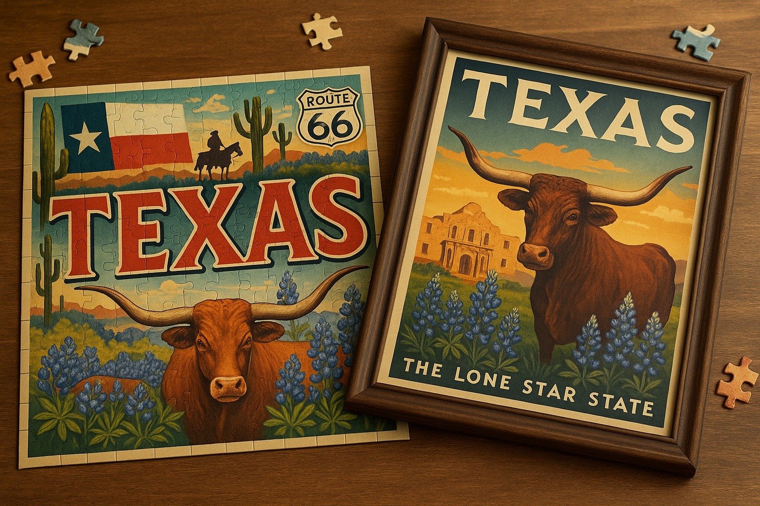 Texas Temalı Puzzle veya Posterler
