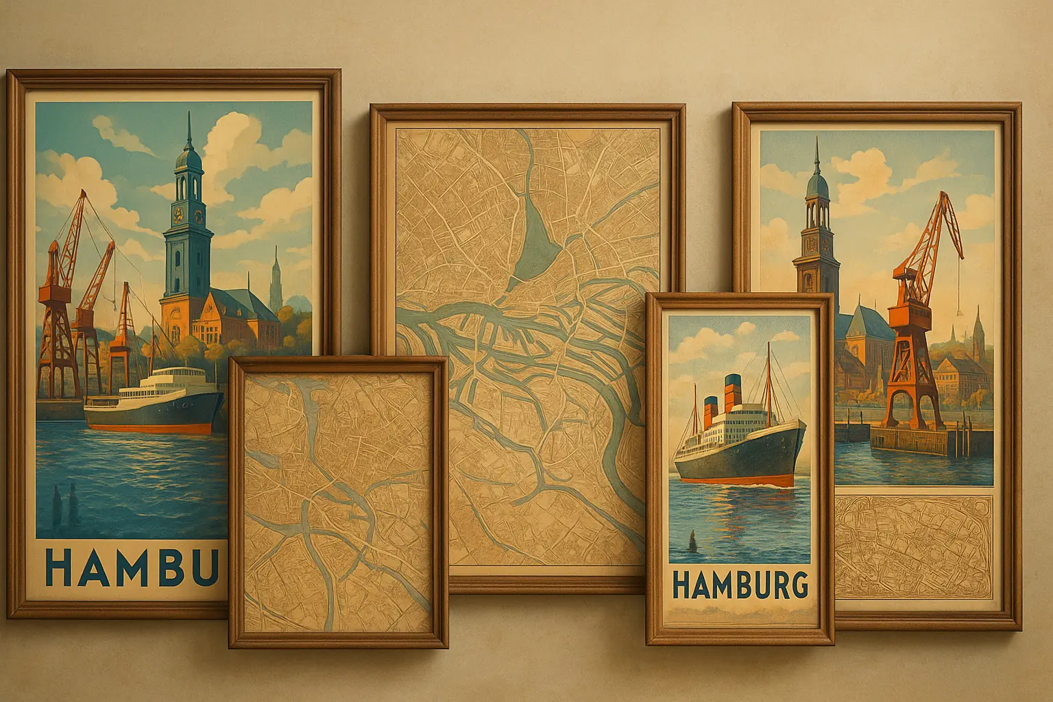Vintage Hamburg posterleri