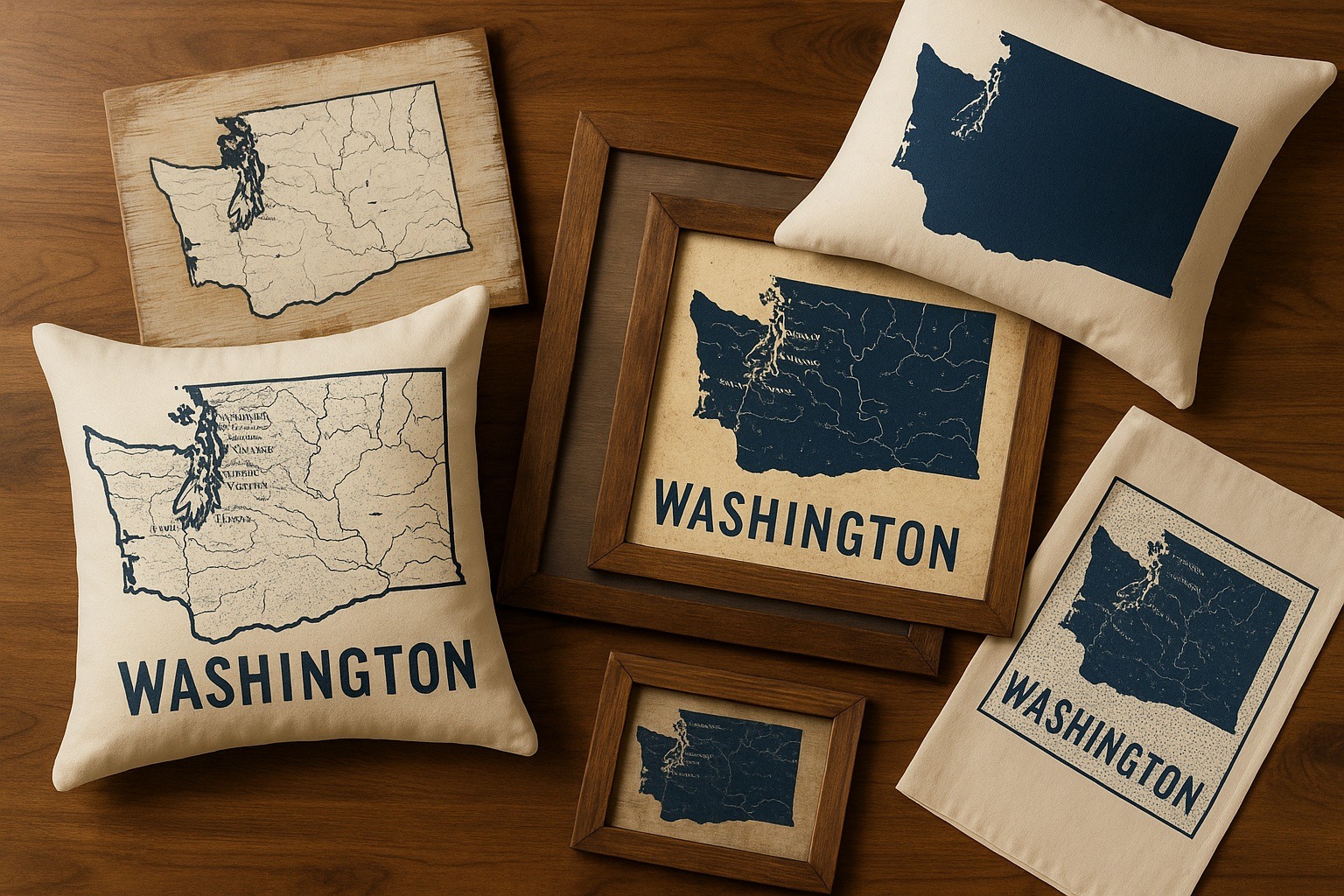 Washington Haritalı Ev Dekorları