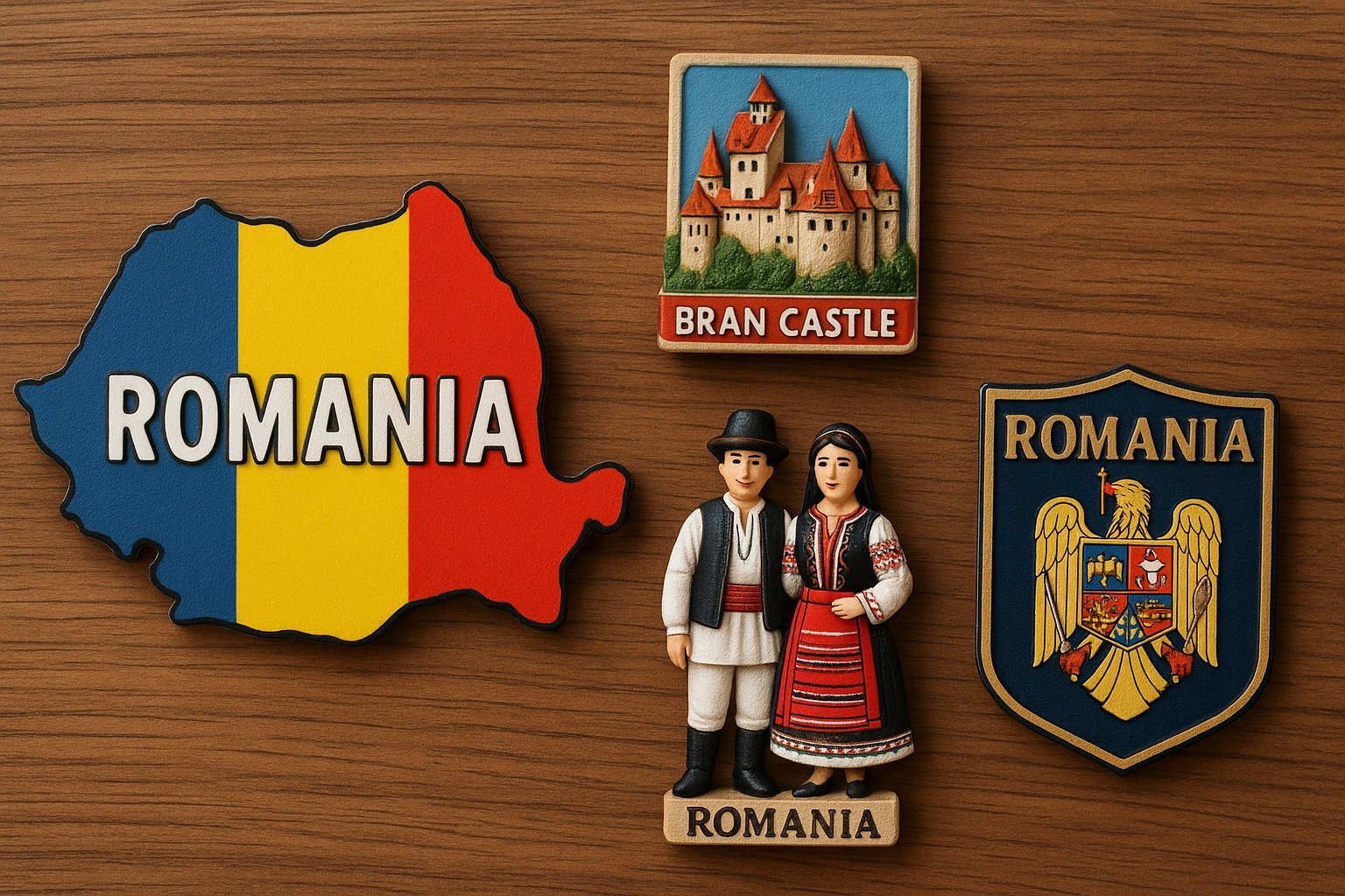 Romanya haritalı veya simgeli magnetler