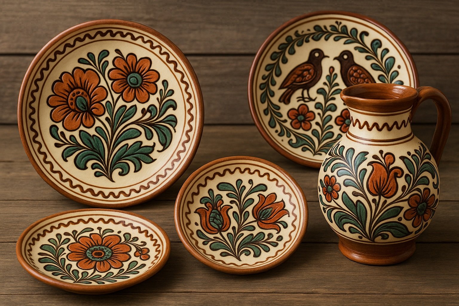 Seramik tabak ve sürahiler