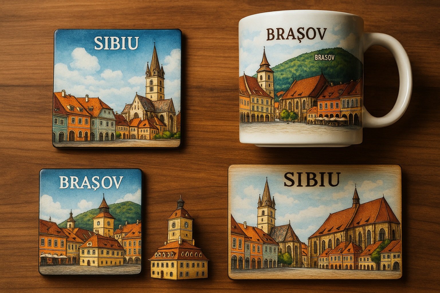 Sibiu veya Braşov şehir temalı hediyelikler