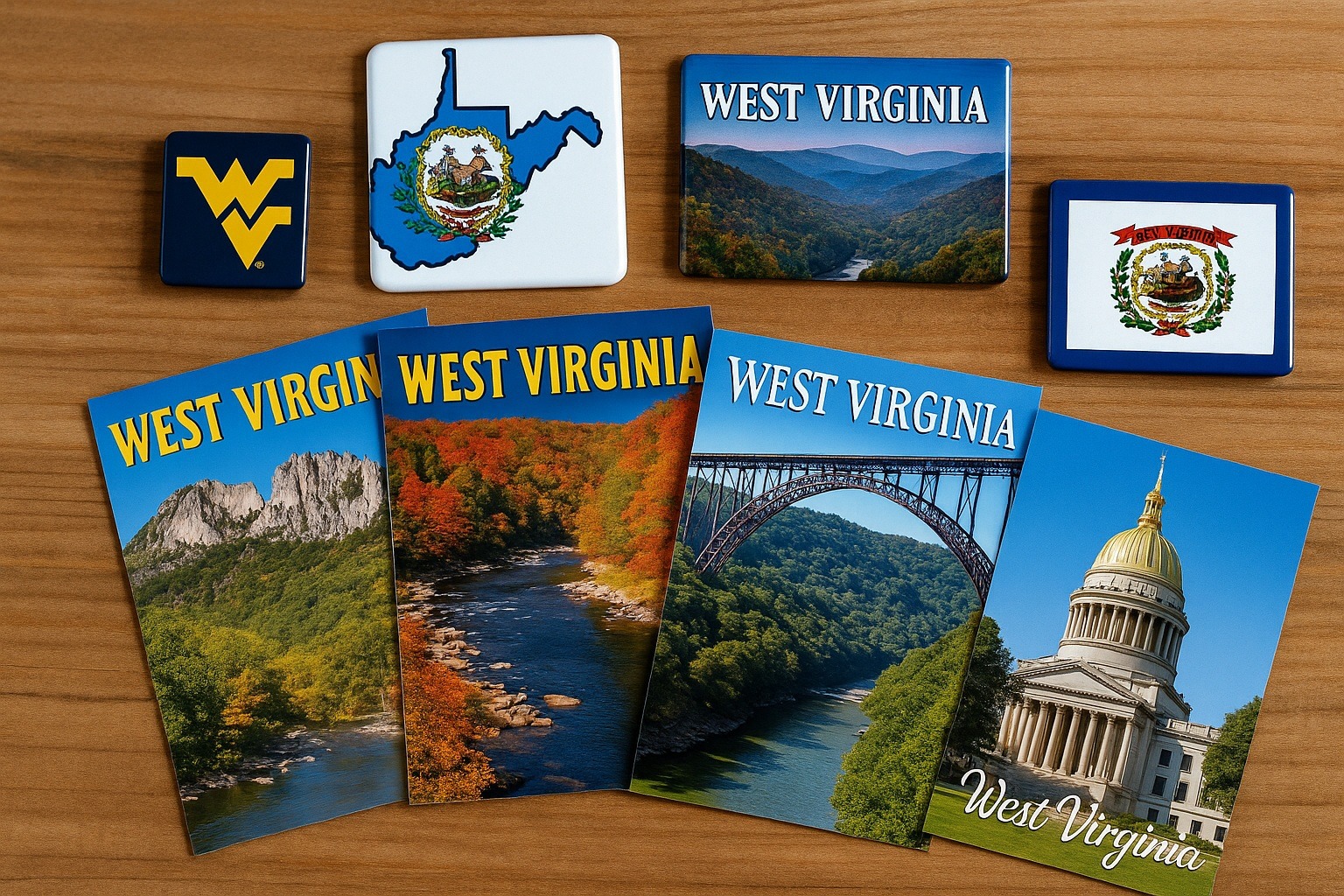 West Virginia temalı kartpostallar ve magnetler