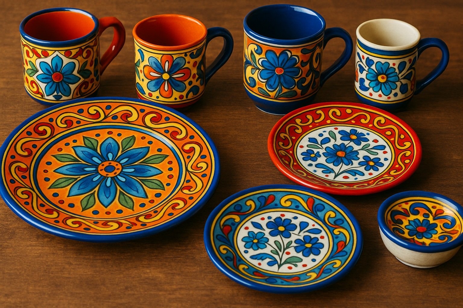 El Yapımı Seramik Tabak ve Bardaklar