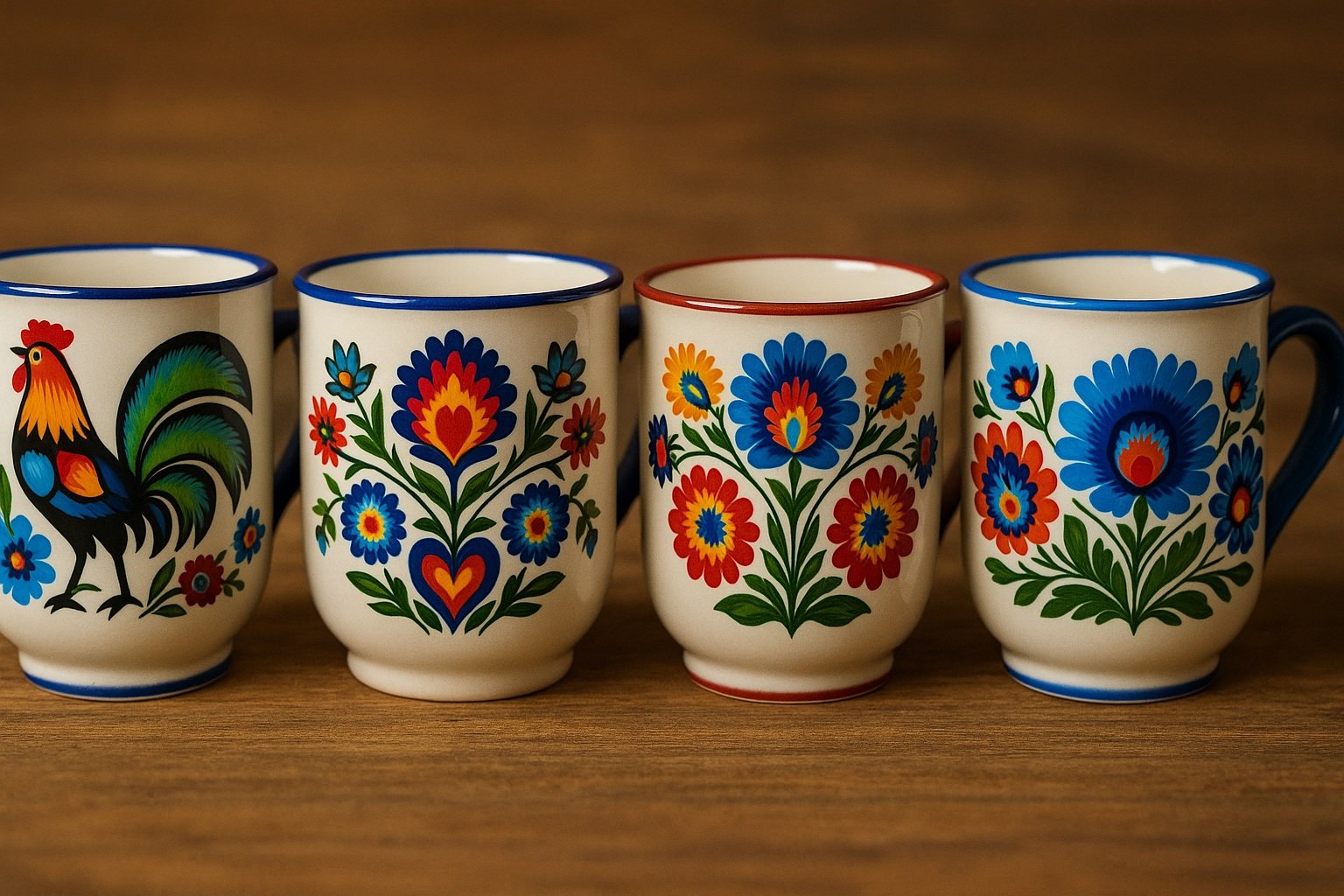 Halk Motifli Seramik Kupalar