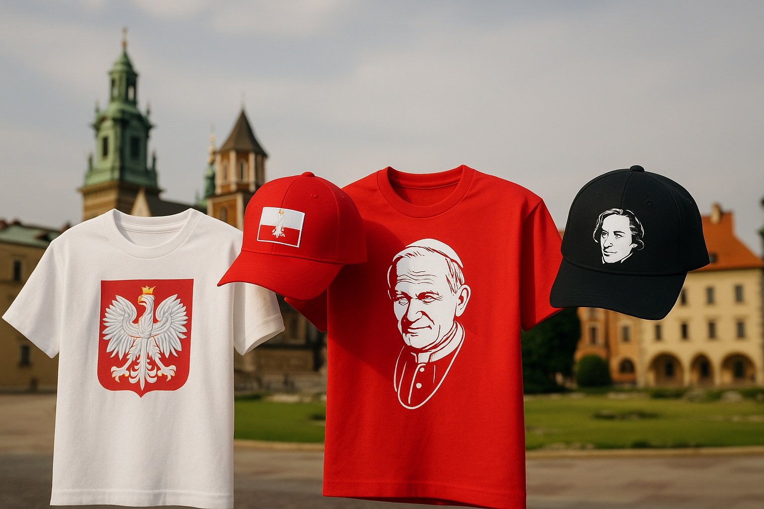 Polonya temalı tişört ve şapkalar