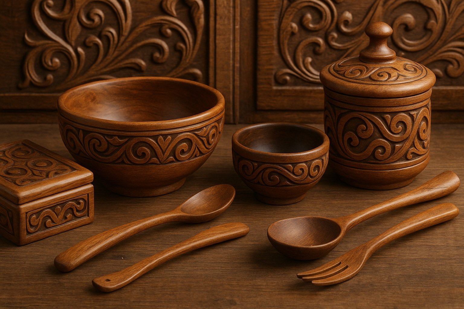 Ahşap oyma eşyalar