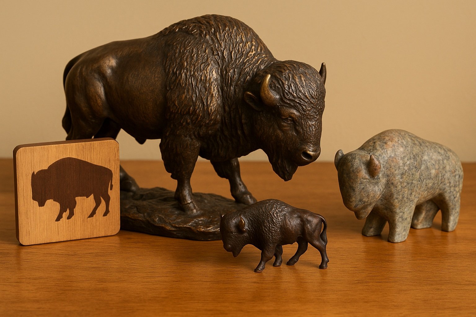 Bison (Amerikan bizonu) temalı figürler ve dekoratif eşyalar