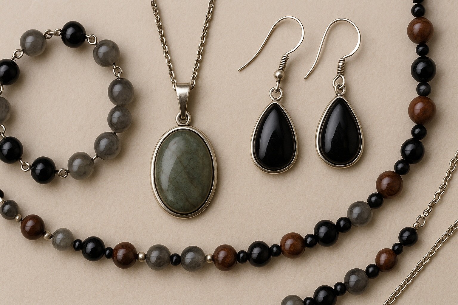 Bölgeye özgü doğal taşlardan yapılmış takılar