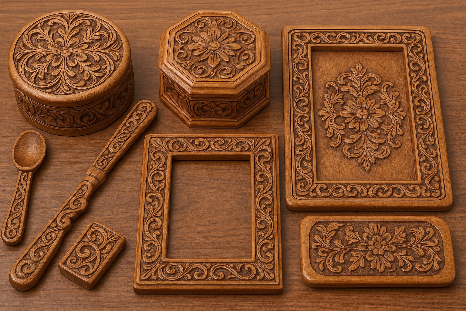 El yapımı ahşap oymacılık ürünleri