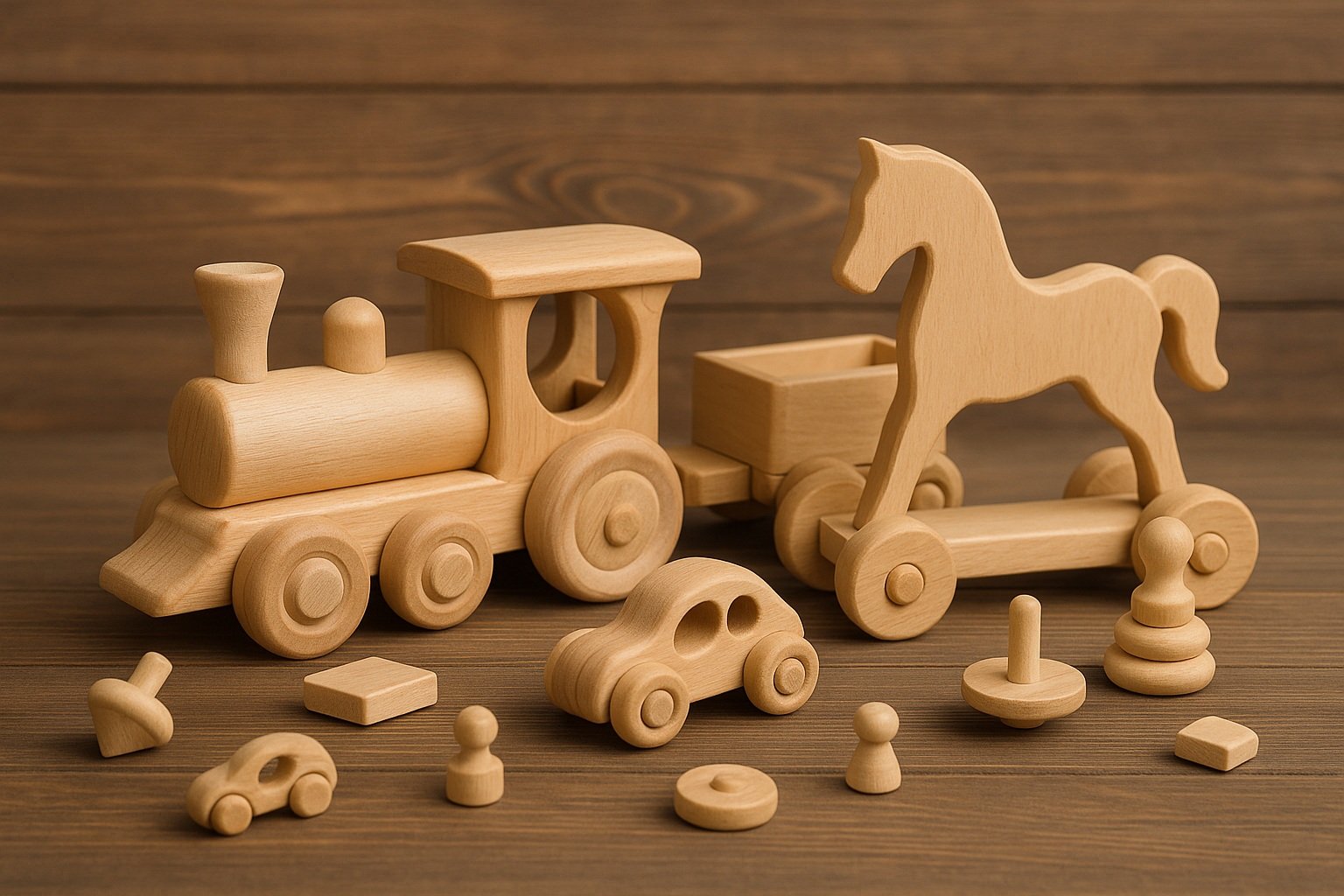 El yapımı ahşap oyuncaklar
