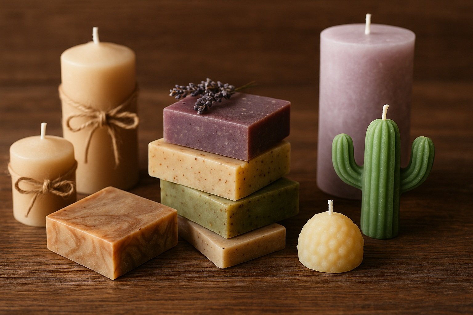 El yapımı sabun ve mumlar