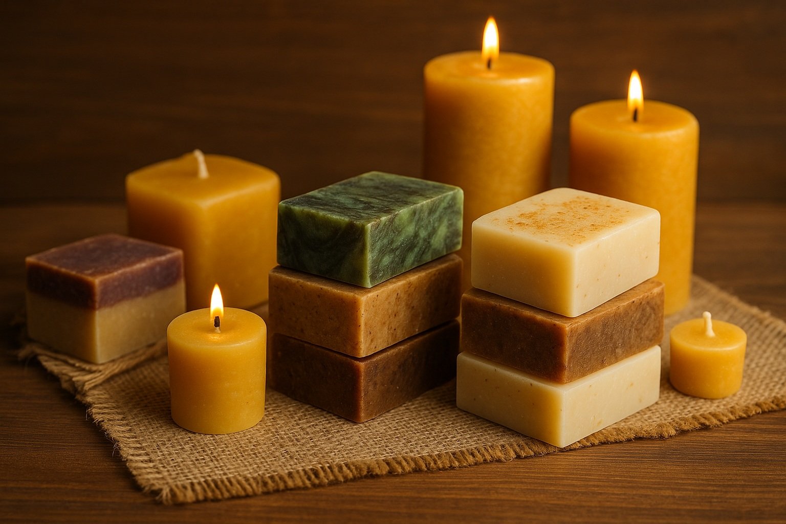 El yapımı sabunlar ve balmumu mumlar