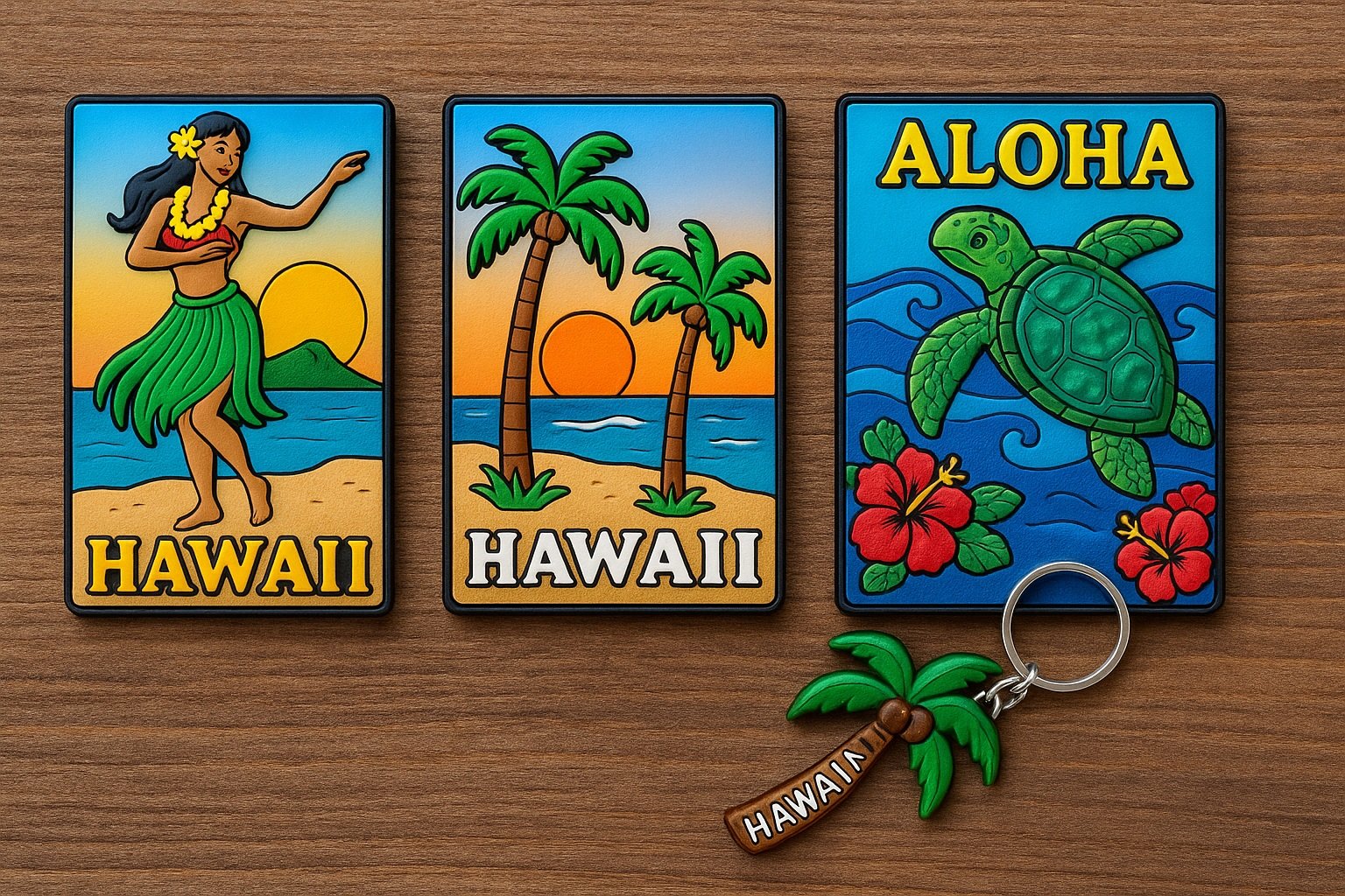 Hawaii temalı magnet ve anahtarlıklar