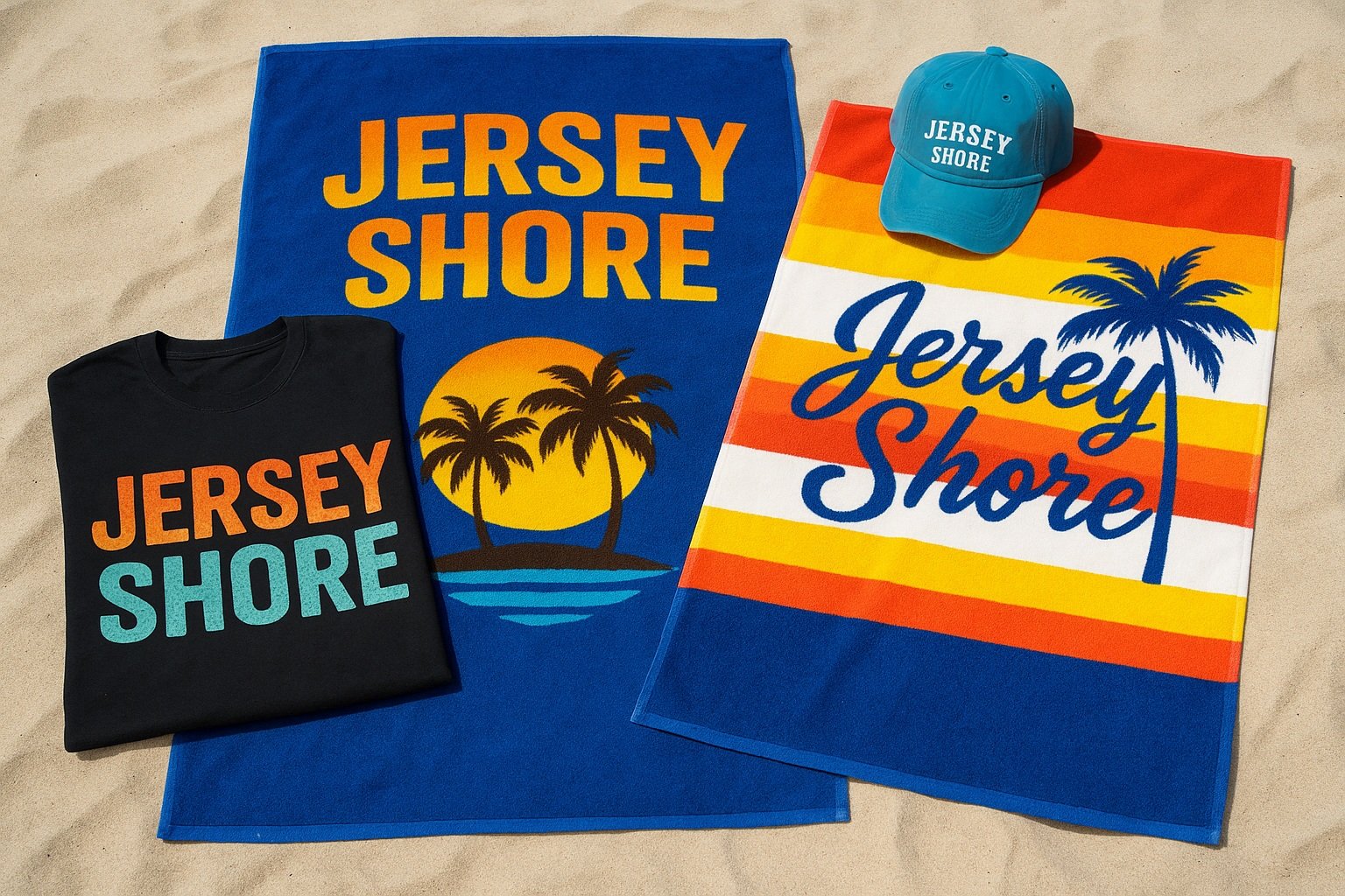 Jersey Shore tişörtleri ve plaj havluları