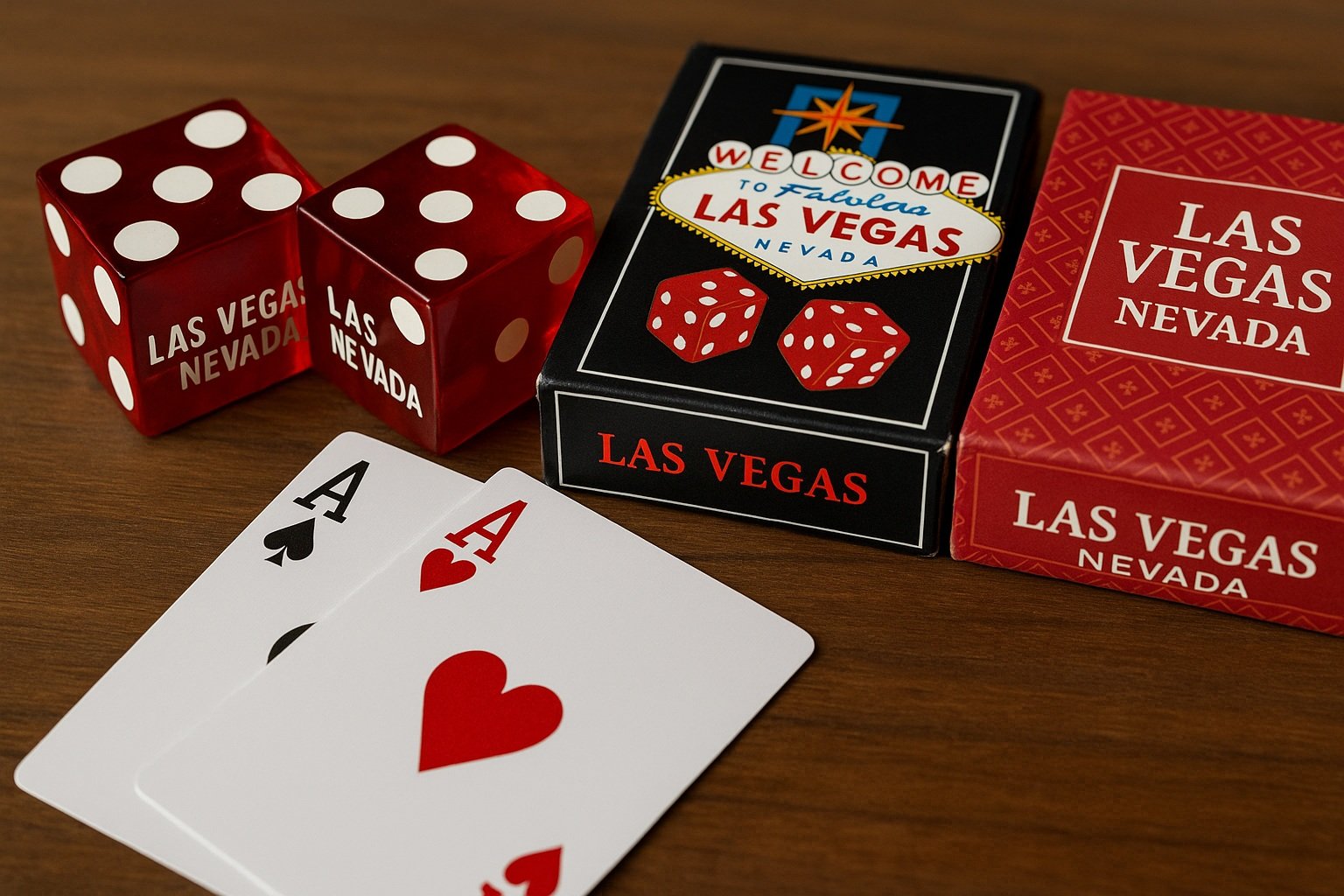 Las Vegas temalı zar ve iskambil kartı hediyelikleri