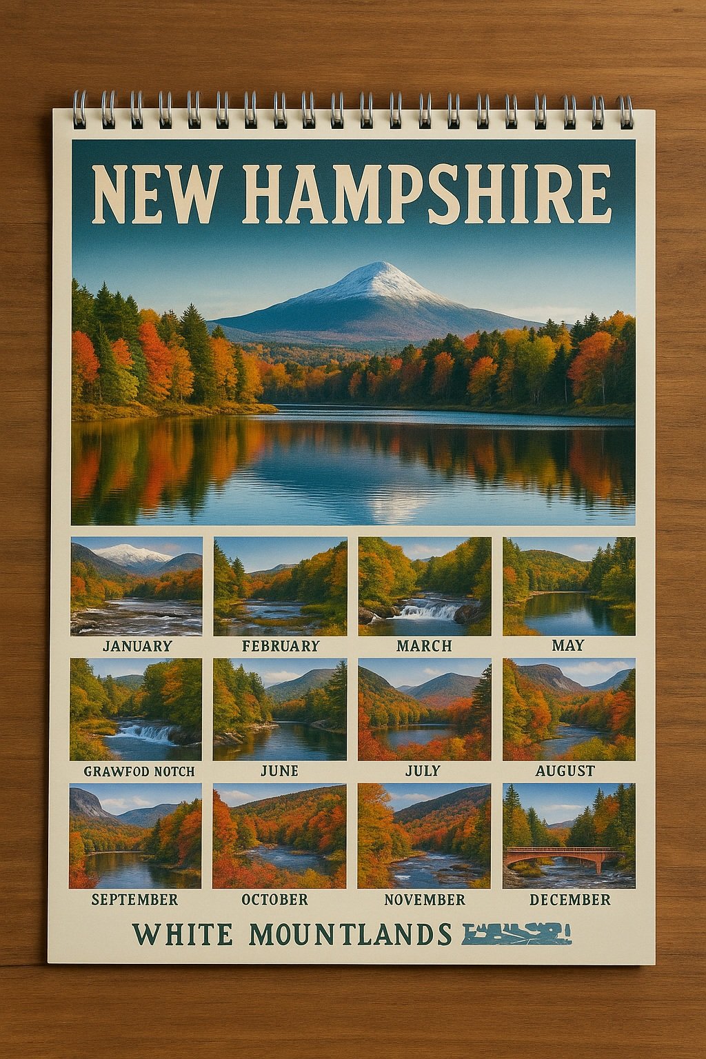 New Hampshire doğa parkları temalı takvimler