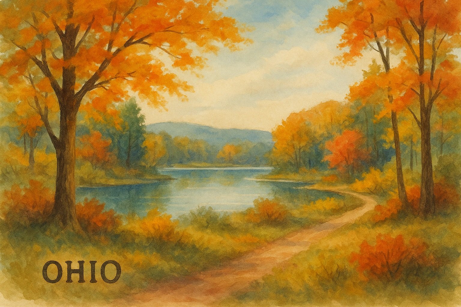 Ohio doğasını yansıtan tablolar ve illüstrasyonlar