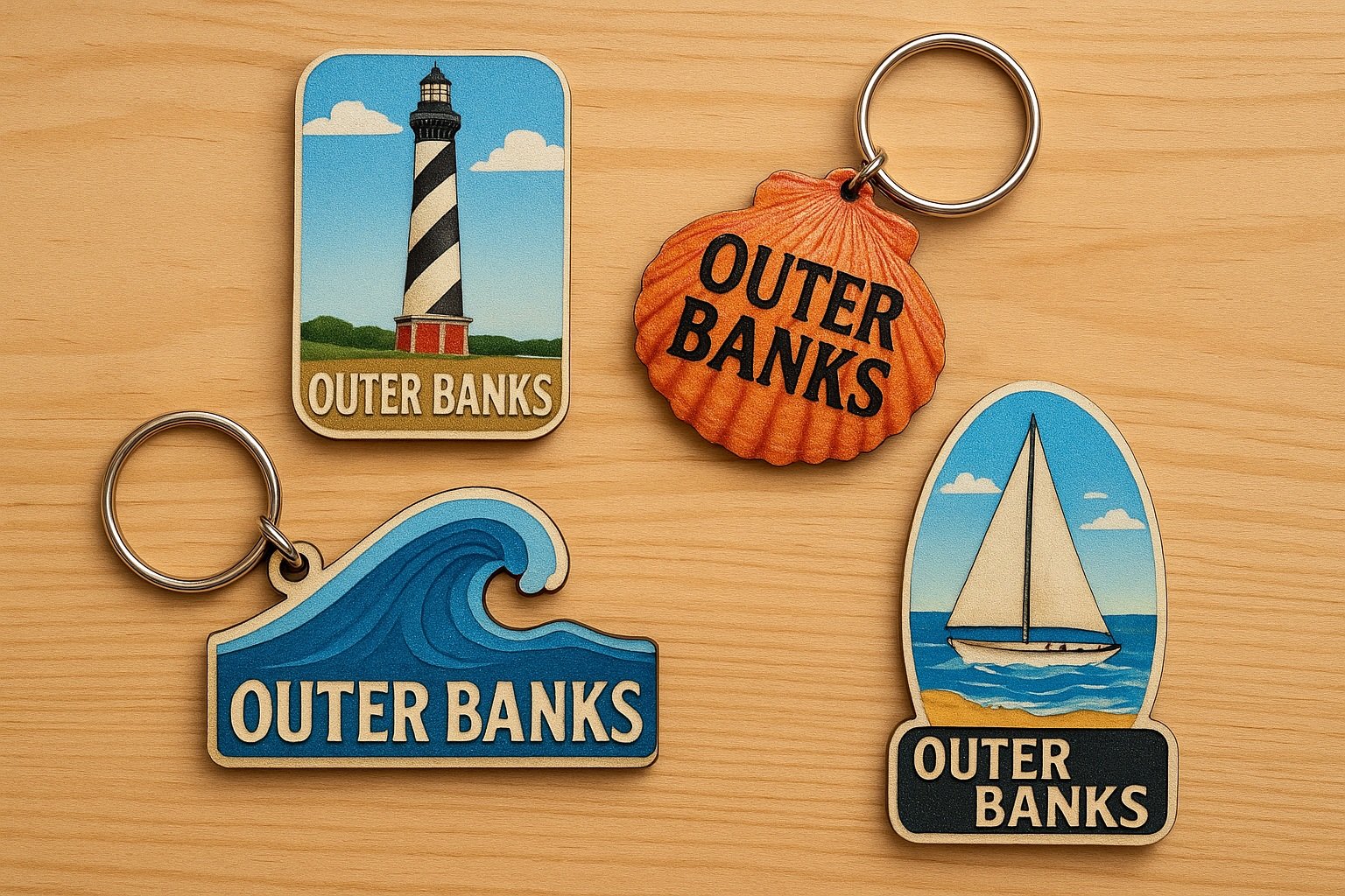 Outer Banks temalı magnetler ve anahtarlıklar