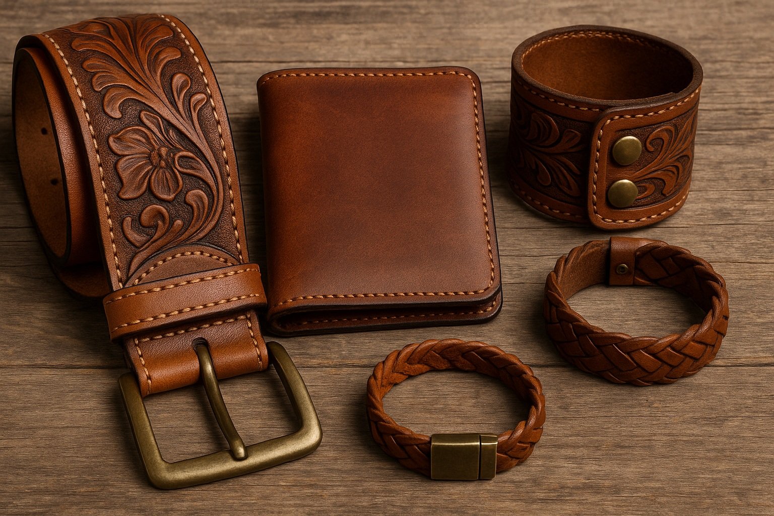 Yerel zanaatkârlardan el yapımı deri ürünler