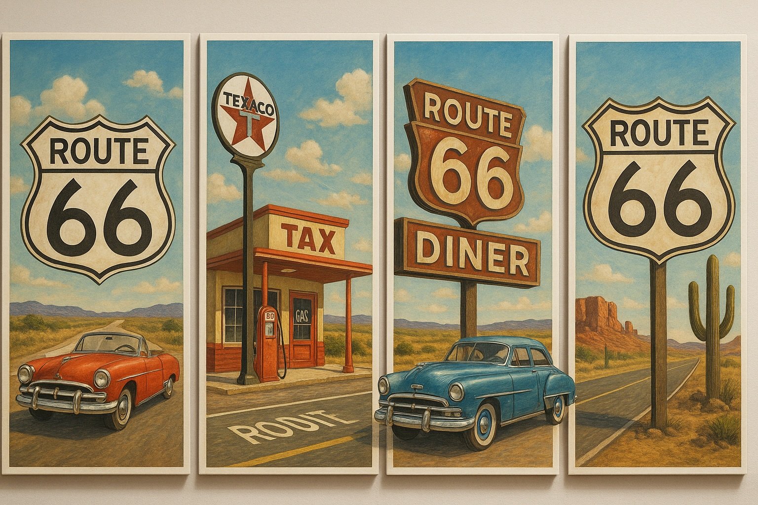  Route 66 temalı posterler ve tablolar