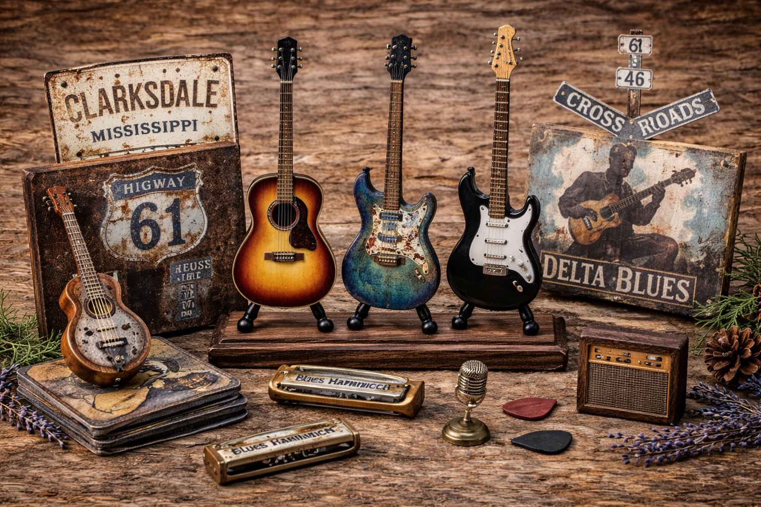 Blues gitar minyatürleri ve müzik temalı hediyeler