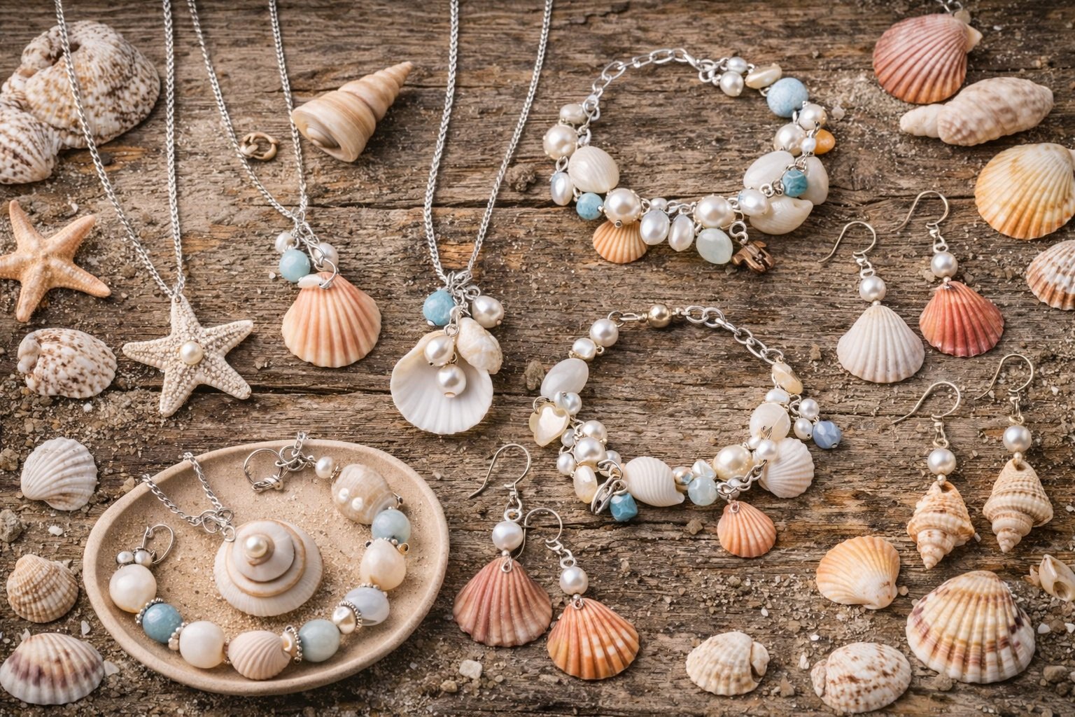 Gulf Coast deniz kabuğu takıları